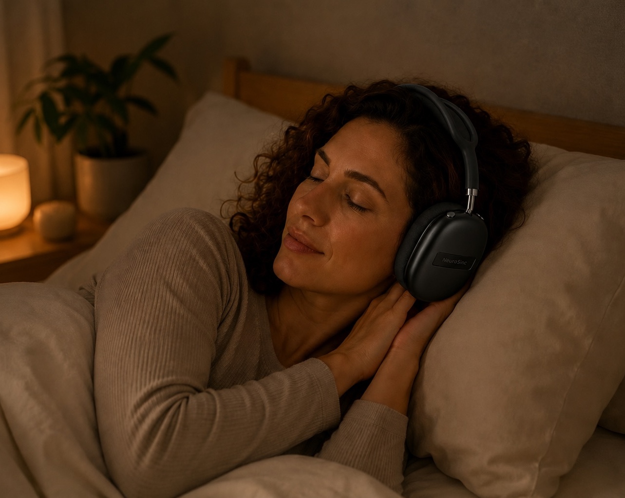 Audífonos NeuroSinc con el programa Sueño, para usar antes de dormir